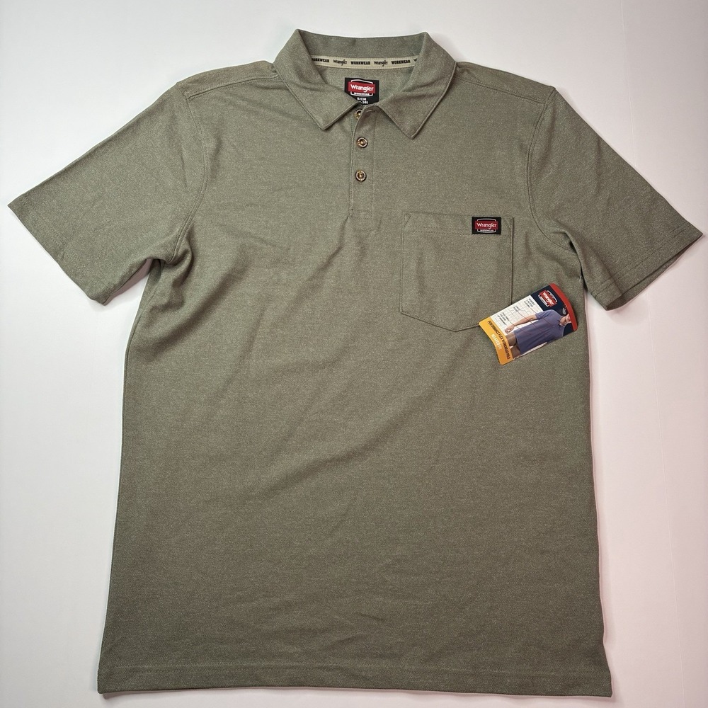 Wrangler Workwear Performance Flex Polo Shirt Men's Size S (34-36) Green Pocket